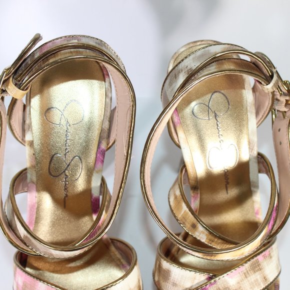 JESSICA SIMPSON Strappy Watercolour Floral Heel 6 - Picture 7 of 10